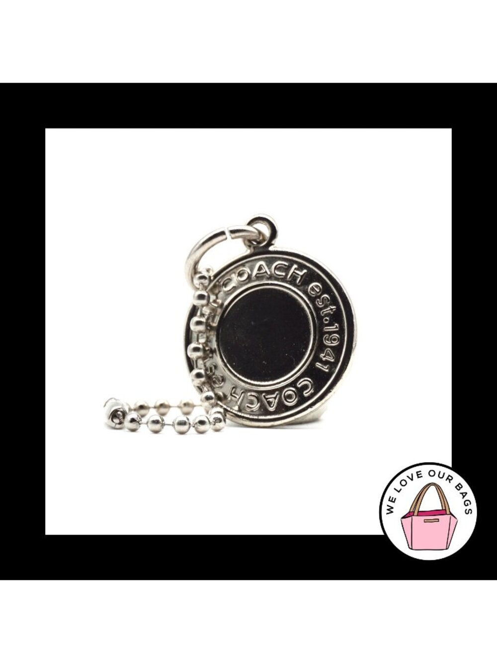 COACH Y2K VINTAGE Round Disc Bag Charm Hang Tag Keychain Fob Silver Nickel Metal